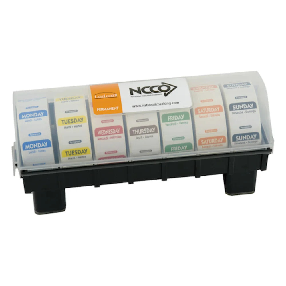 NCCO National Checking Label Locker 1 Inch Day Of Week Permanent Dispenser, 1 Count — 1 Per Case