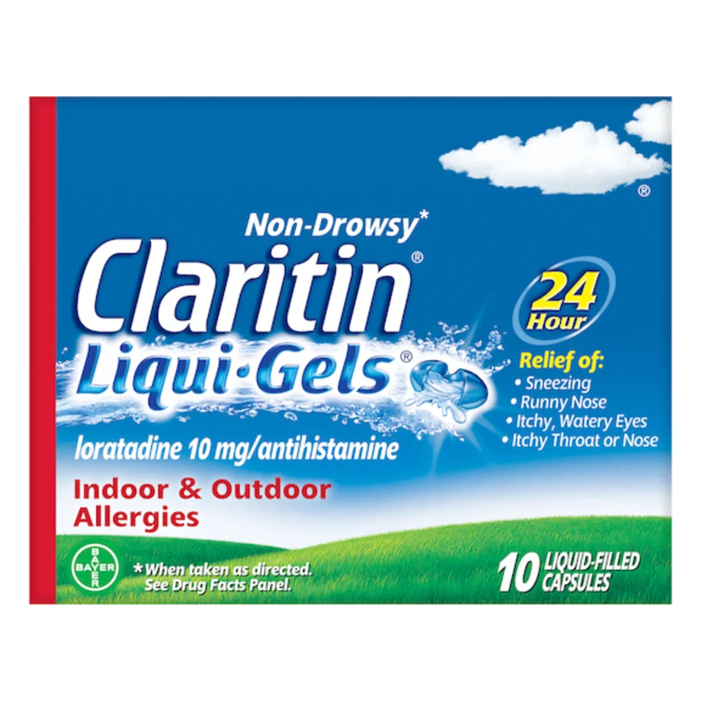 Claritin 24 Hour Non-Drowsy Allergy Relief Liquid Filled Capsules, 10 Piece — 36 Per Case
