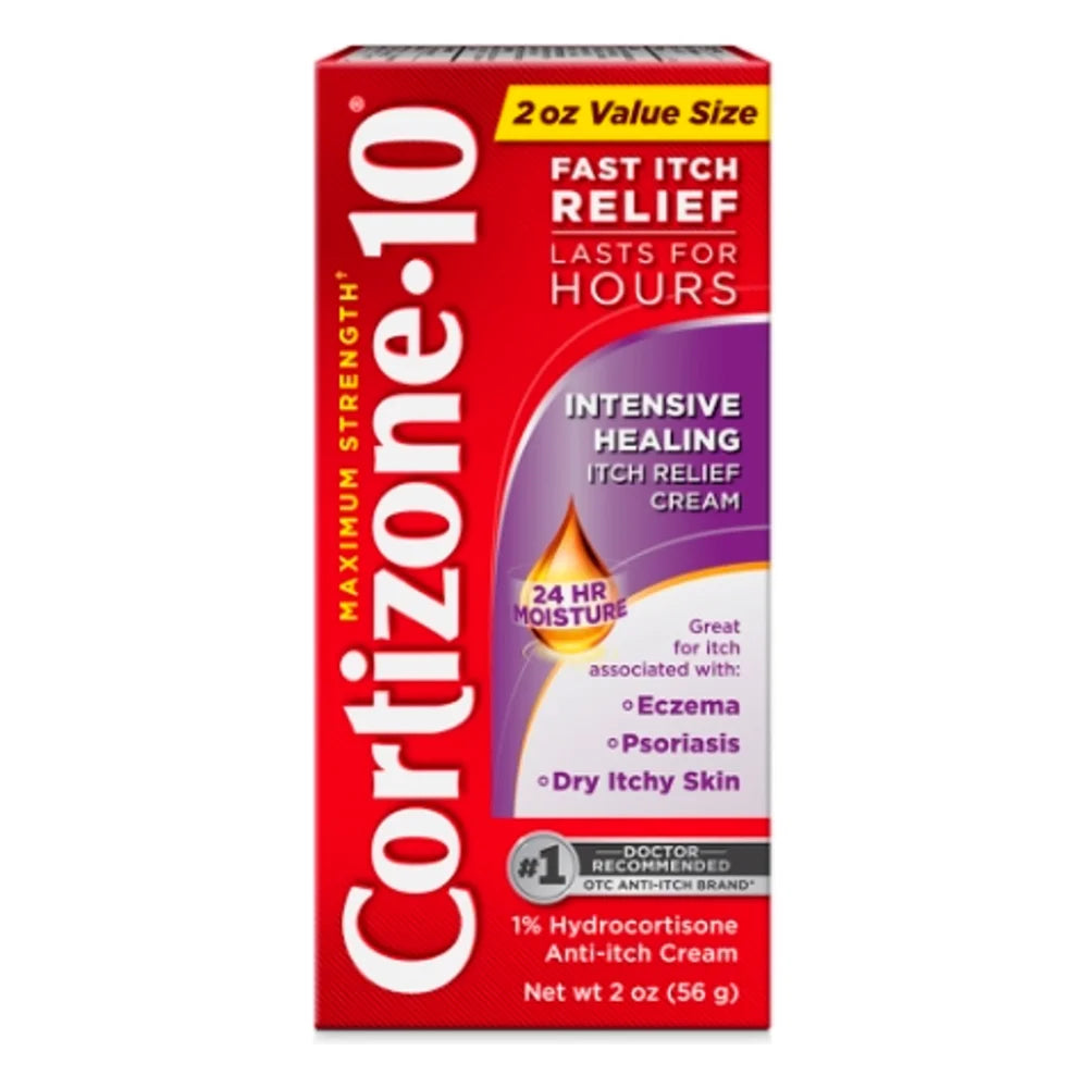 Cortizone Maximum Strength Anti-Itch Intensive Moisture Creme Tube Flexible Packaging, 2 Ounce — 36 Per Case