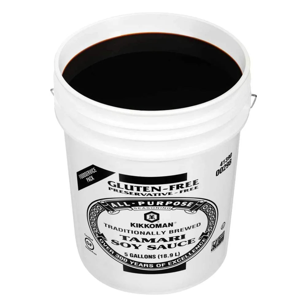 Kikkoman Preservative Free Gluten Free Tamari Soy Sauce, 5 Gallon — 1 Per Case