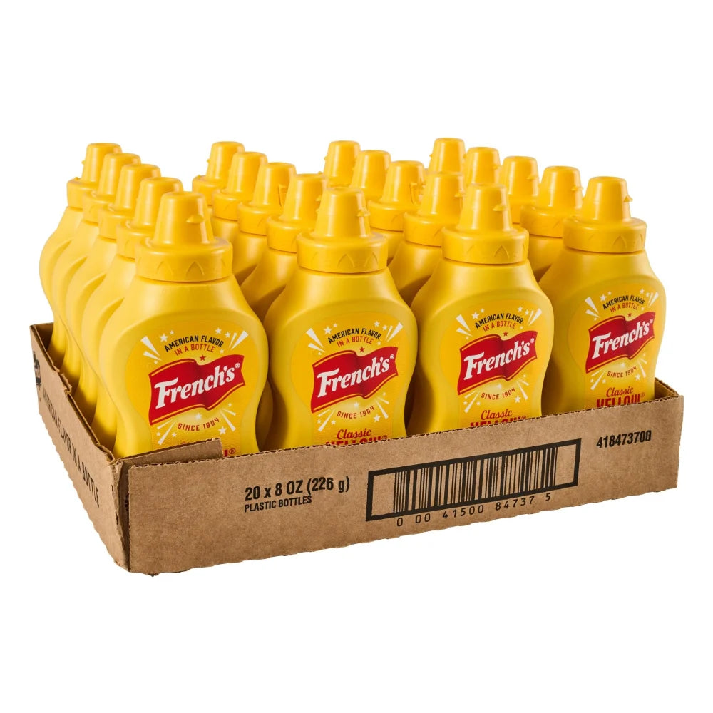 French's Classic Yellow Squeeze Mustard Bottle, 8 Ounce — 20 Per Case