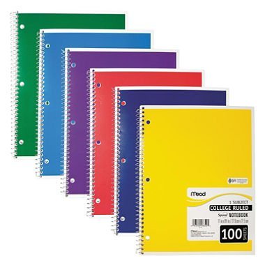 Mead Spiral Notebook College Ruled (1 Subject, 100 Sheets)/12pk