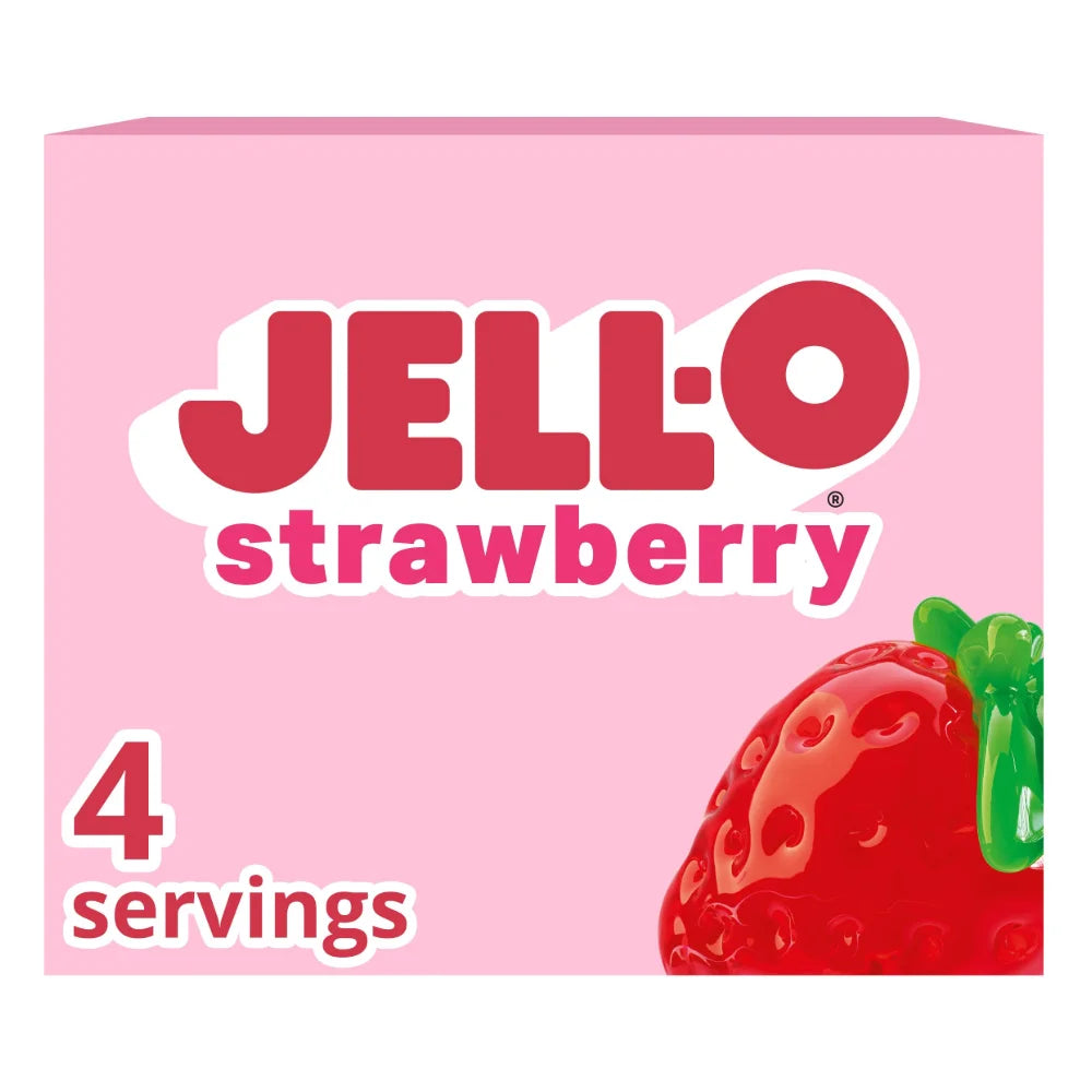 Jell-O Strawberry Flavored Gelatin Mix, 3 Ounce — 24 Per Case