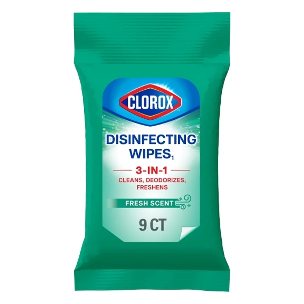 Clorox Disinfecting Wipes To Go Fresh Scent, 9 Count — 24 Per Case