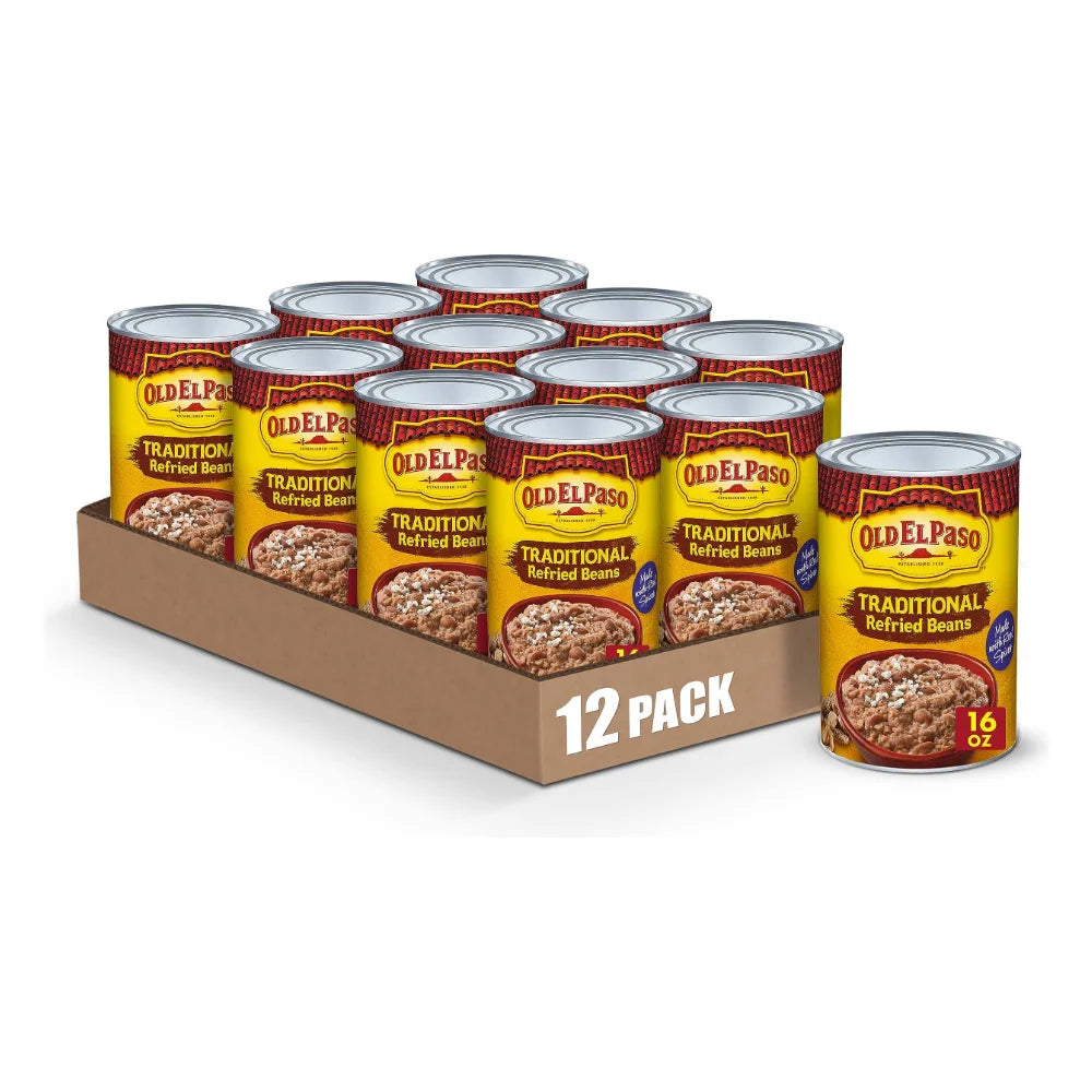 Old El Paso Traditional Refried Beans, 16 Ounce — 12 Per Case