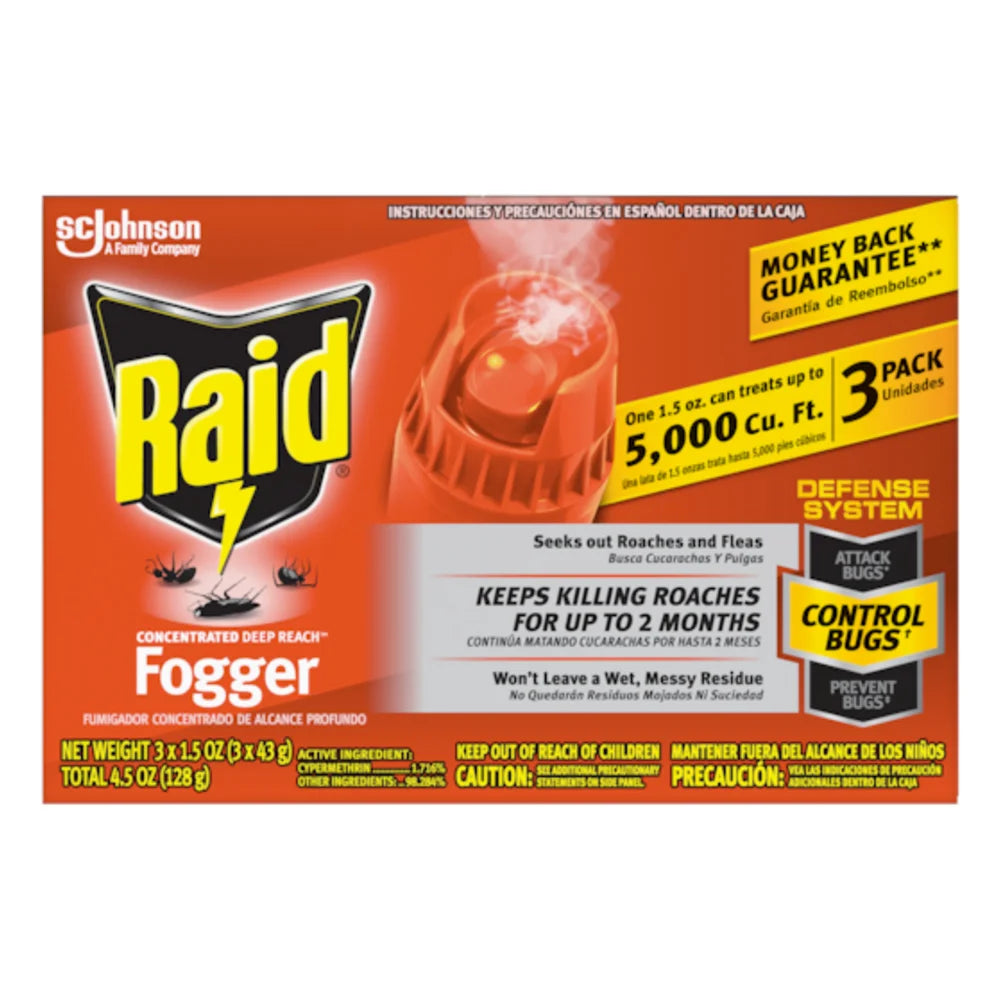 Raid Concentrated Triple Pack Fogger, 4.5 Ounce — 12 Per Case