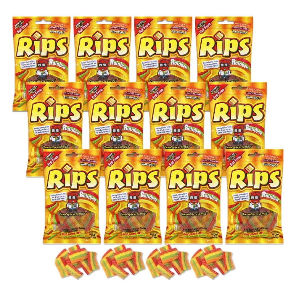 Rips Bite Size Peelable Rainbow Pieces, 4 Ounce — 12 Per Case