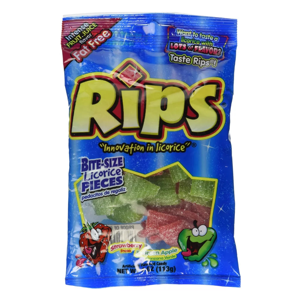 Rips Bite Size Strawberry & Green Apple Peg Bag, 4 Ounce — 12 Per Case
