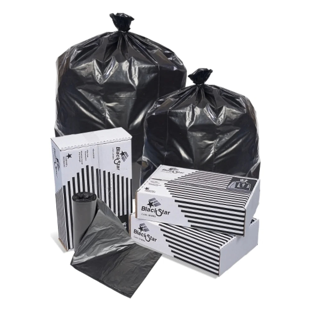 Pitt Plastics Black Star 38 Inch X 58 Inch .7 Mil Heavy Perforated Liner, 60 Gallon — 10 Per Case
