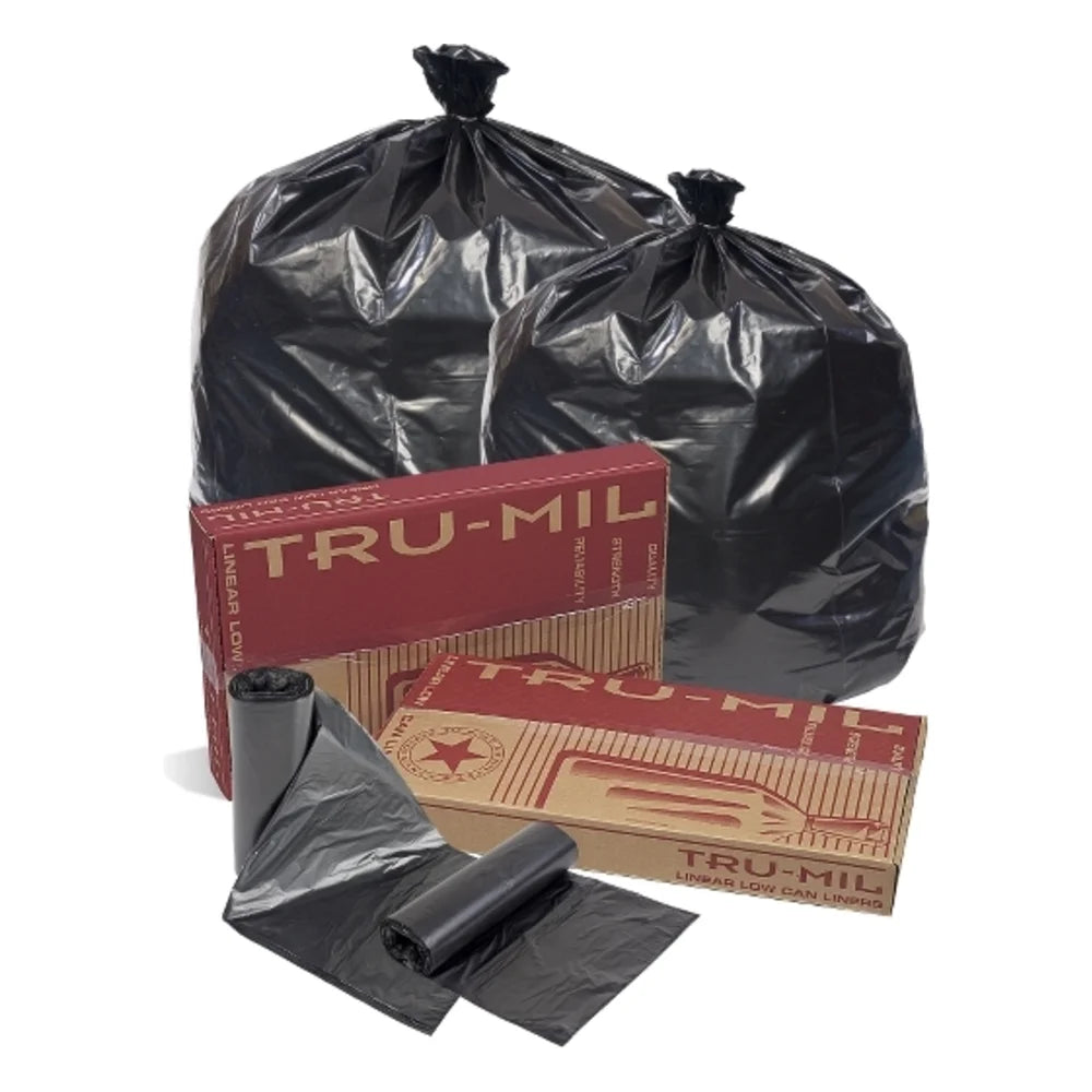 Pitt Plastics True-Mil XX Heavy Black Star Perforated Roll Can Liner, 38" x 58", 60 Gallon — 5 Per Case