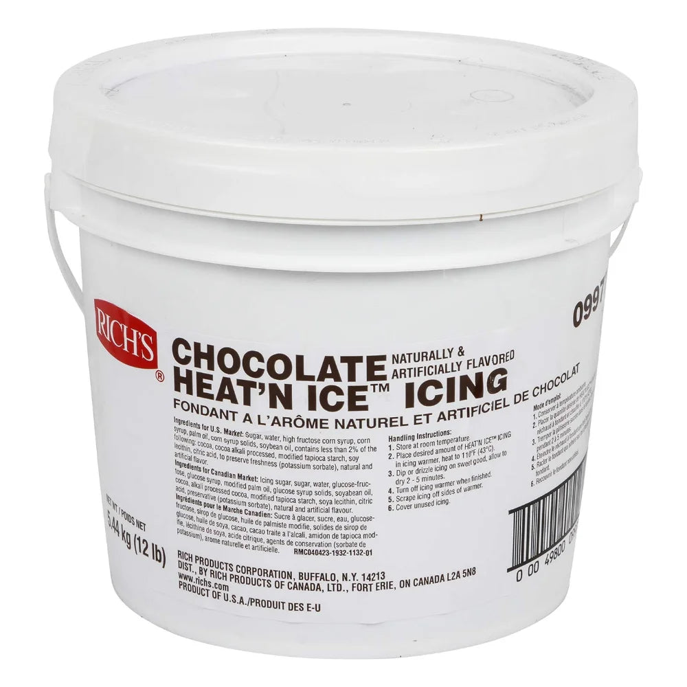 Rich's Chocolate Heat 'n Ice Icing, 12 Pound — 1 Per Case