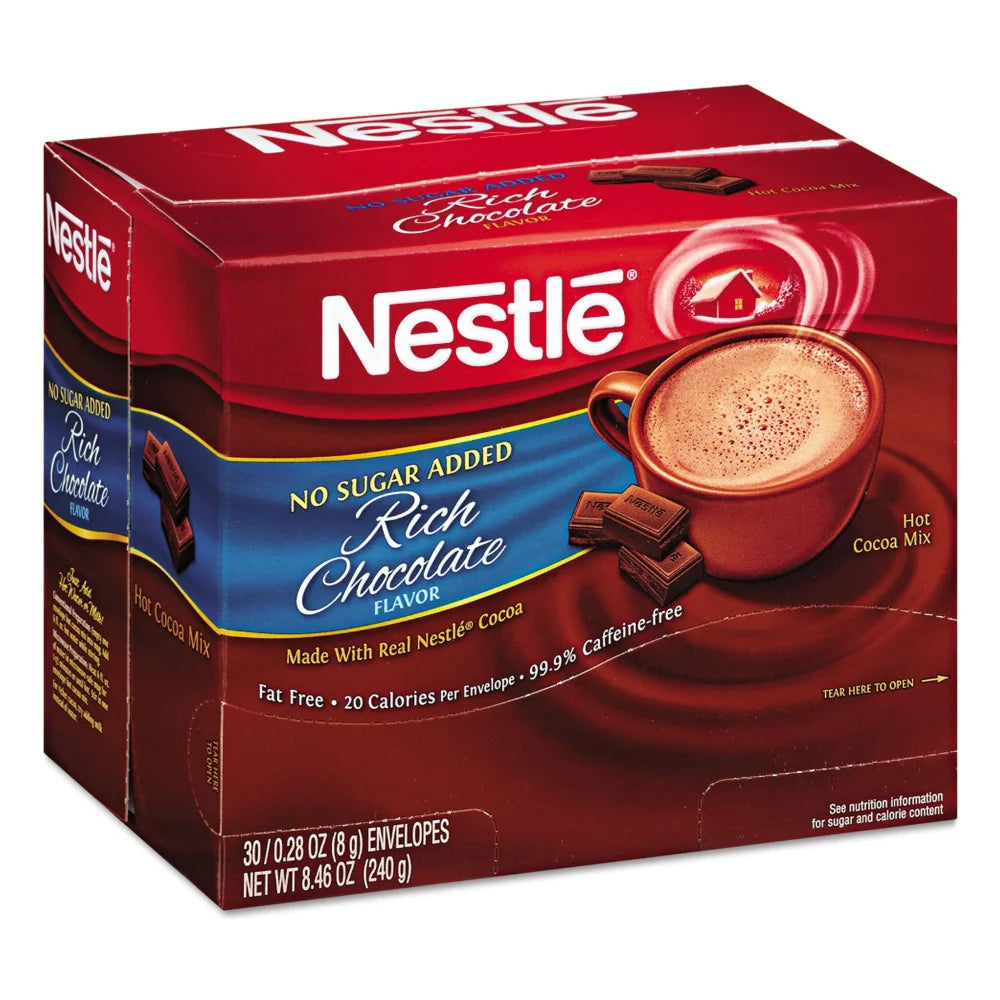 Nestle Fat Free No Sugar Added Hot Cocoa Mix, 0.28 Ounce — 180 Per Case