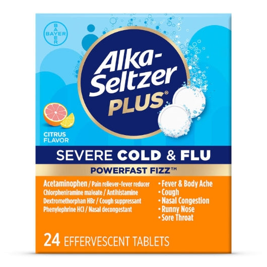 Alka-Seltzer Plus Severe Cold & Flu Powerfast Fizz Citrus, 24 Piece — 30 Per Case