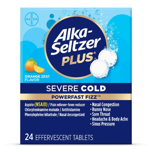 Alka-Seltzer Plus Severe Cold Powerfast Fizz Orange, 24 Piece — 30 Per Case