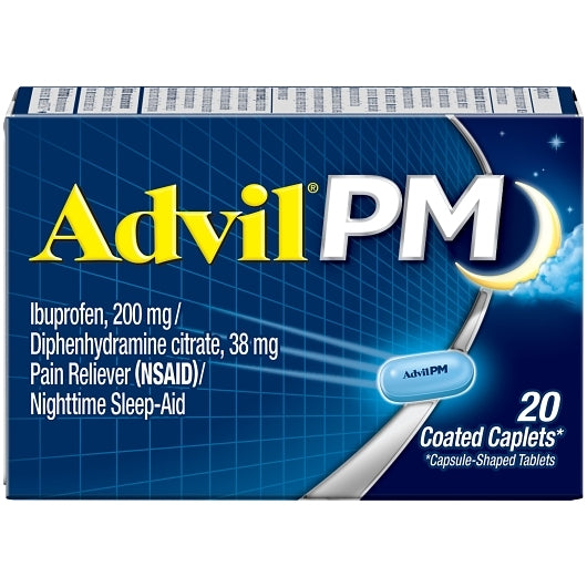 Advil Pain Reliever & Nighttime Sleep-Aid 200 Mg Caplets, 20 Count — 72 Per Case