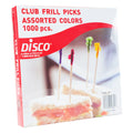 Disco 4 Inch Wooden Disposable Club Frill Assortment Of Purple Red Green And Yellow — 10000 Per Case