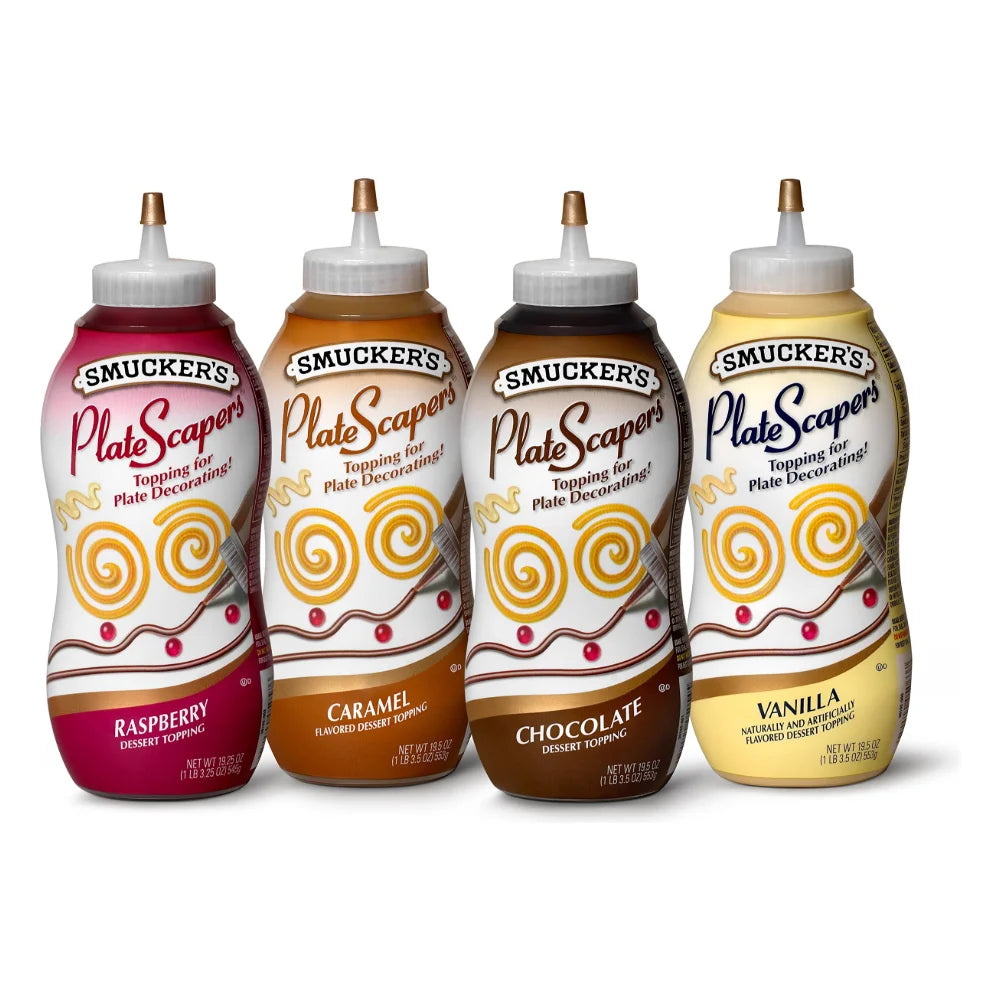 Smucker's Platescaper Assorted Pack: Chocolate, Caramel, Vanilla, And Raspberry, 12 Count — 1 Per Case