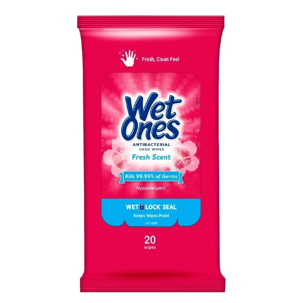 Wet Ones Antibacterial Hand Wipes Travel Pack (20 Count)/10pk