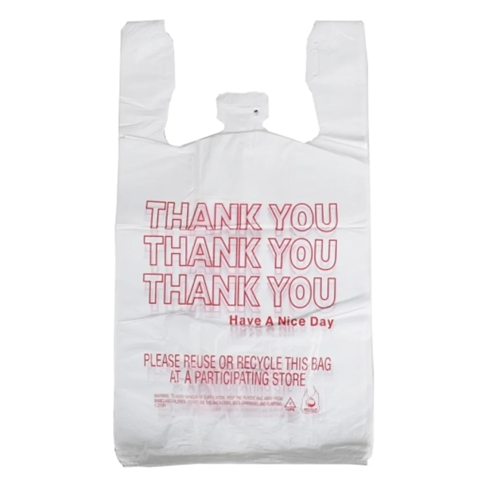 Spectrum 10 Microns White Thank You T-Shirt Bag 11X6, 975 Count — 1 Per Case