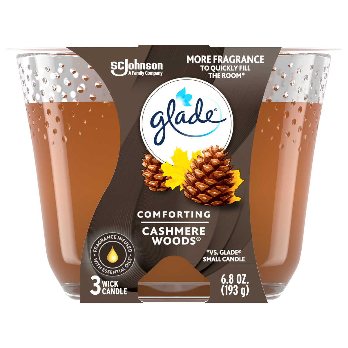 Glade Candle Cashmere Woods, 6.8 oz — 3 Per Case