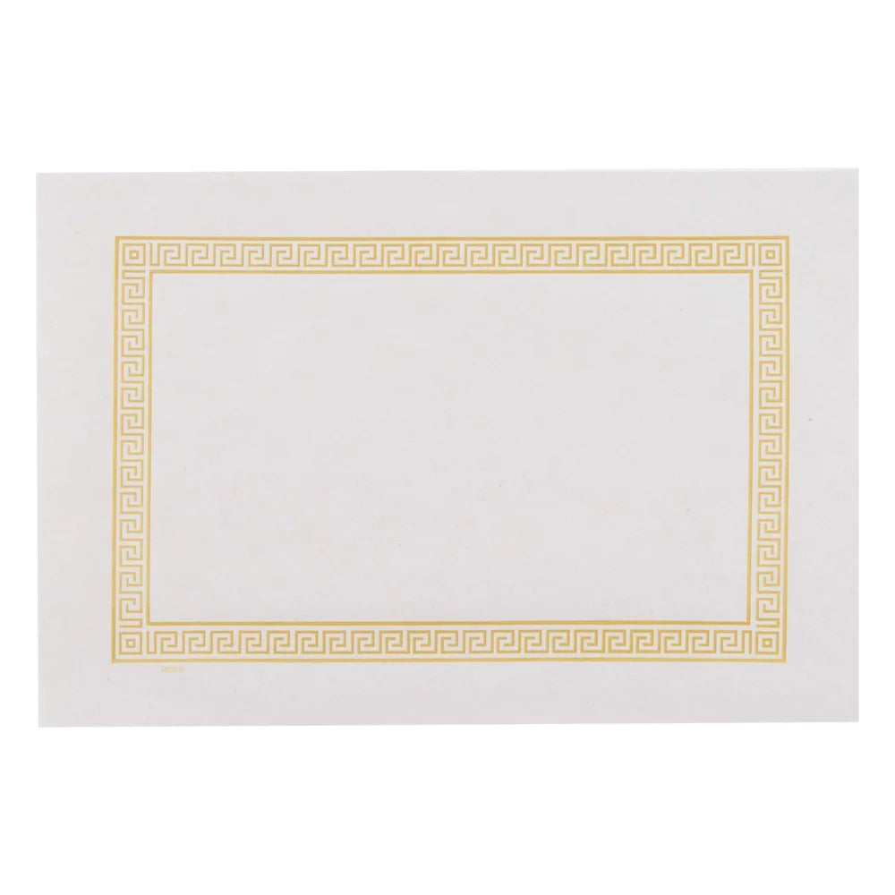 Lapaco Econo Greek Key Straight Edge Gold Placemat, 9" x 13.5" — 1000 Per Case