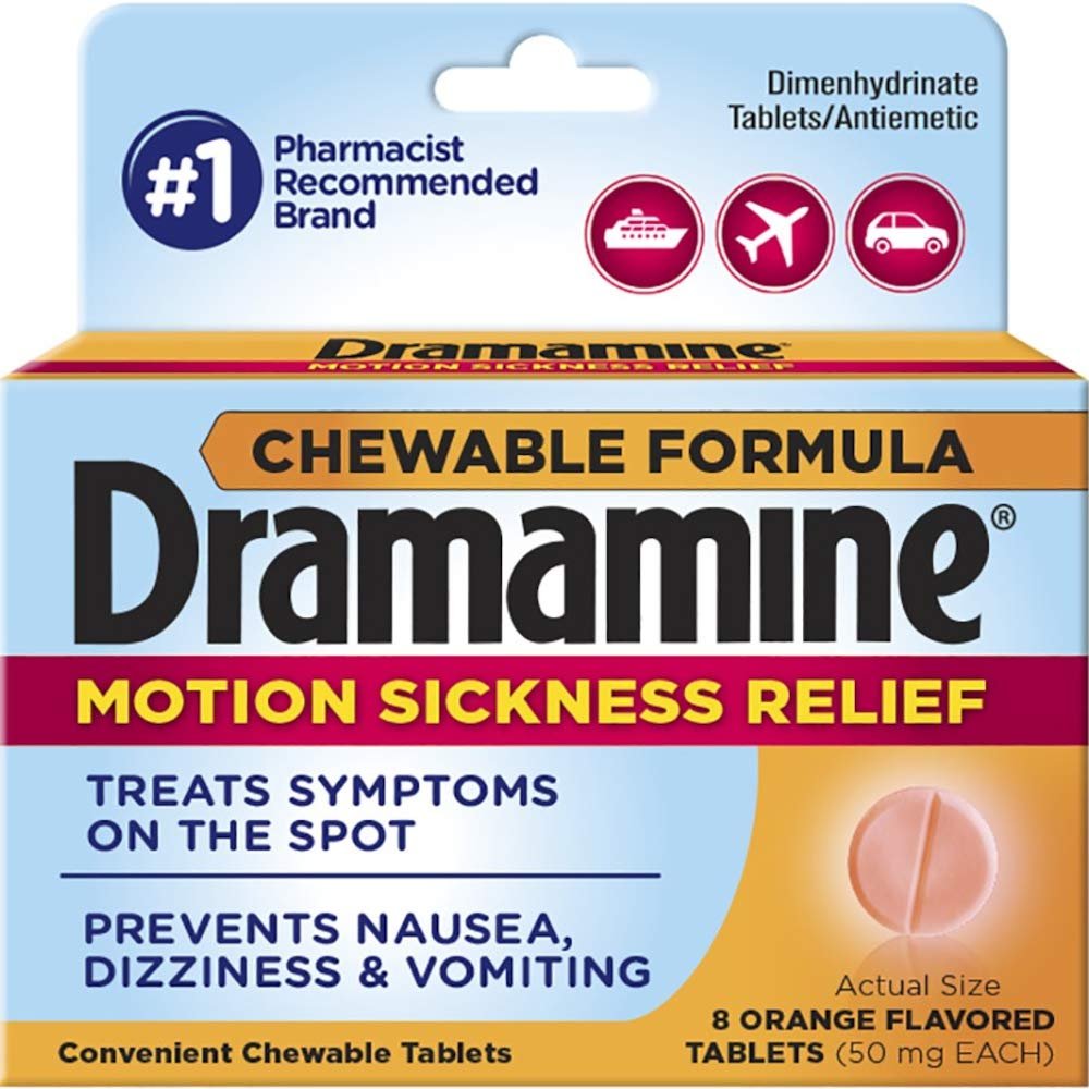 Dramamine Chewable Tablets Orange (8 Count, 4 Pack)/24pk