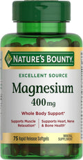 Nature's Bounty Magnesium Softgels (400 mg, 75 Count, 2 Pack)/24pk