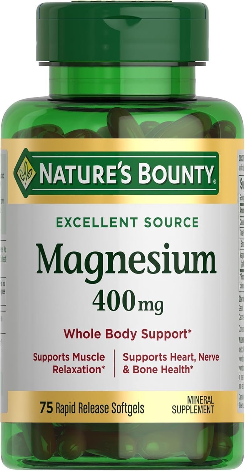 Nature's Bounty Magnesium Softgels (400 mg, 75 Count, 2 Pack)/24pk