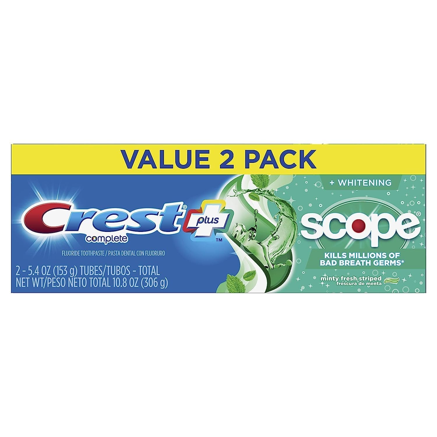 Crest + Scope Whitening Toothpaste Mint (5.4 oz)/12pk