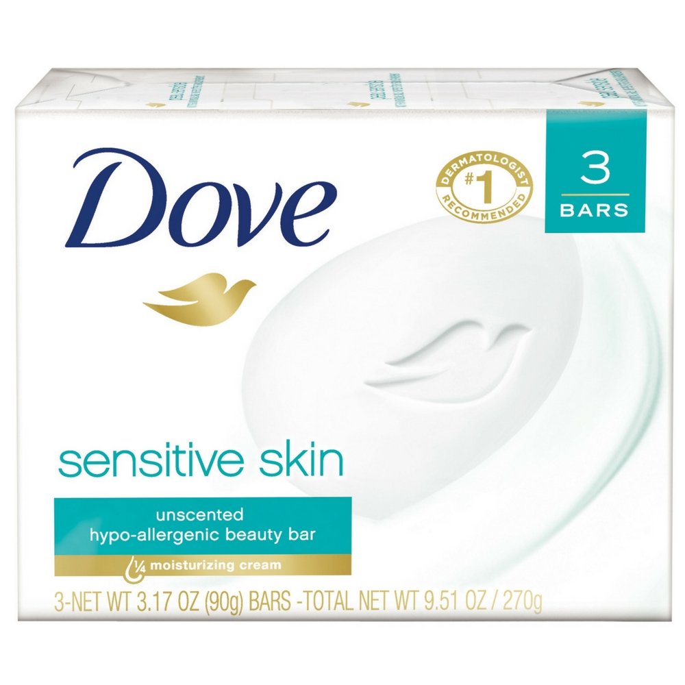 Dove Sensitive Skin Beauty Bar, 3.17 oz — 48 Per Case