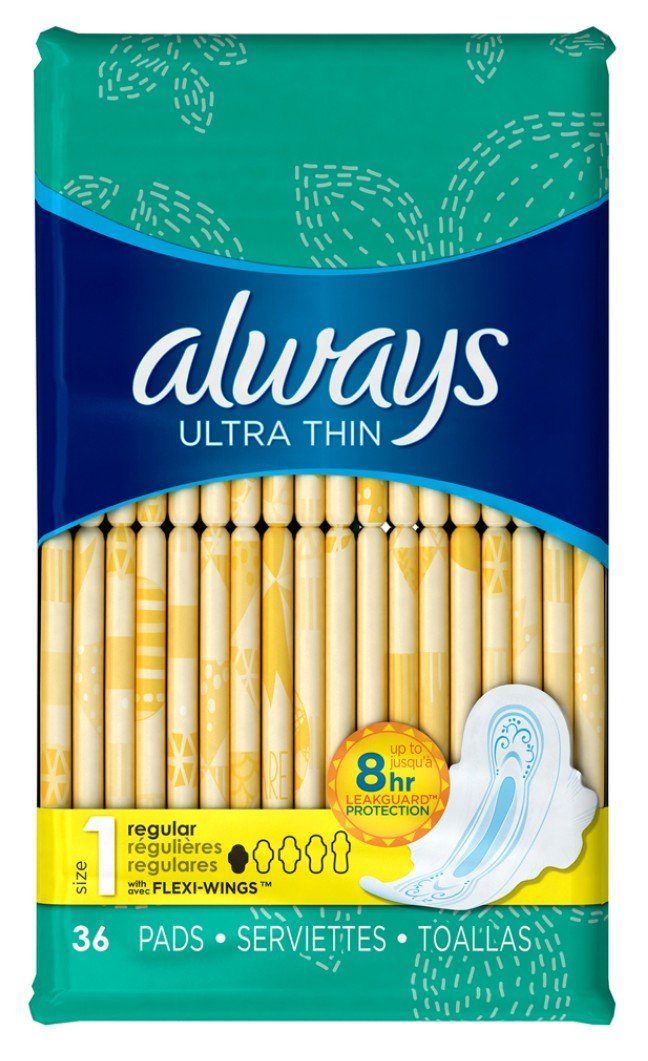 Always Ultra Thin Pads Size 1 Regular (36 Count, 3 Pack)/6pk