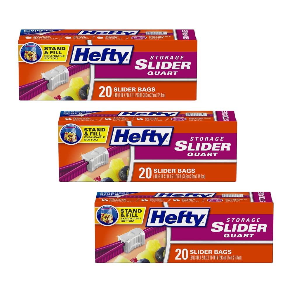 Hefty Slider Bags Quart (20 Count, 3 Pack)/9pk