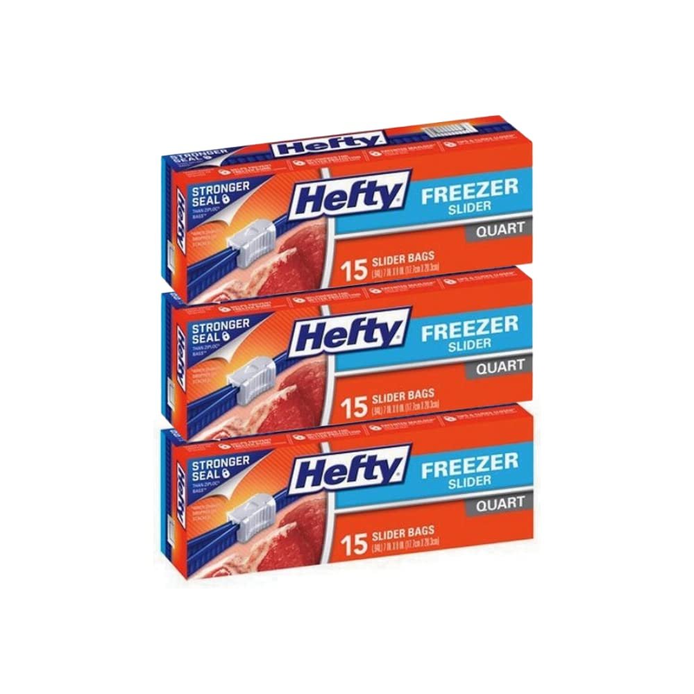 Hefty Freezer Slider Bags Quart (15 ct, 3 Pack)/9pk