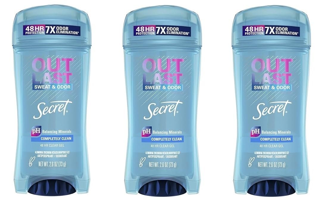 Secret Outlast Clear Gel Deodorant Completely Clean (2.6 oz, 3 Pack)/12pk