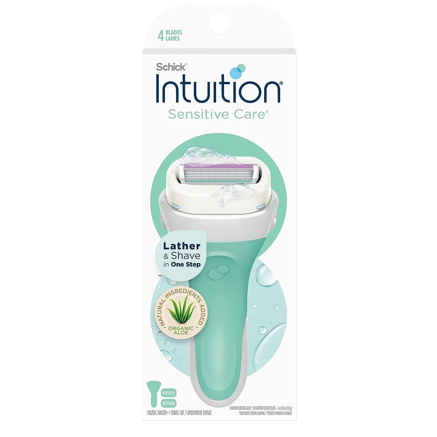 Schick 1 Razor & 2 Intuition Razor Blades Refill with Organic Aloe/16pk