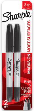 Sharpie Twin Tip Black, 2 Pack — 48 Per Case