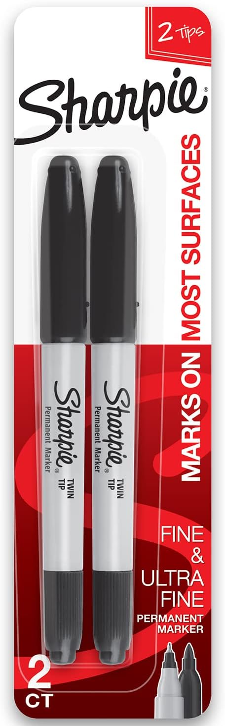 Sharpie Twin Tip Black, 2 Pack — 48 Per Case