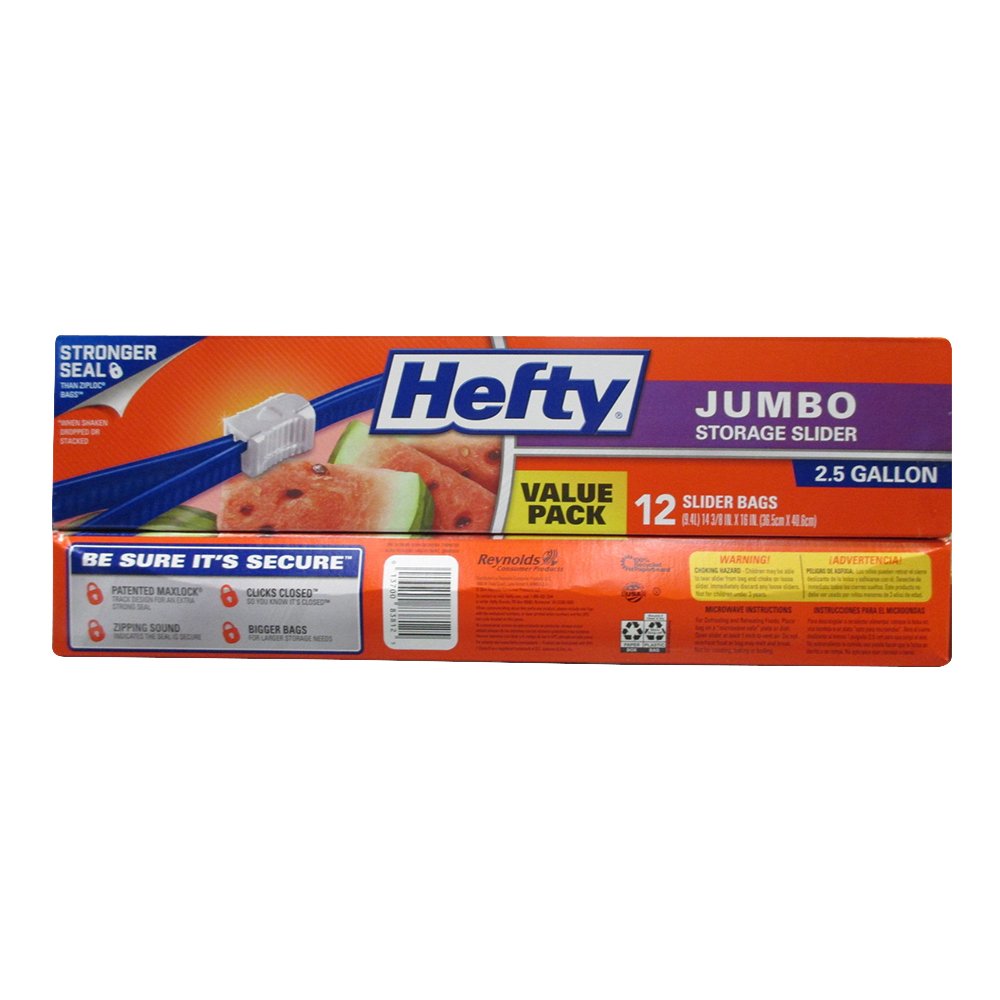 REYNOLDS Hefty Slider Bag Jumbo 2.5 Gallon, 12 ct — 9 Per Case