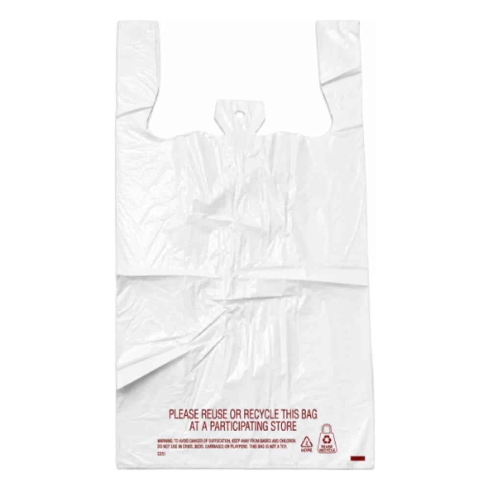 Spectrum White Plain T-Shirt Bag, 15X7X26 — 1000 Per Case