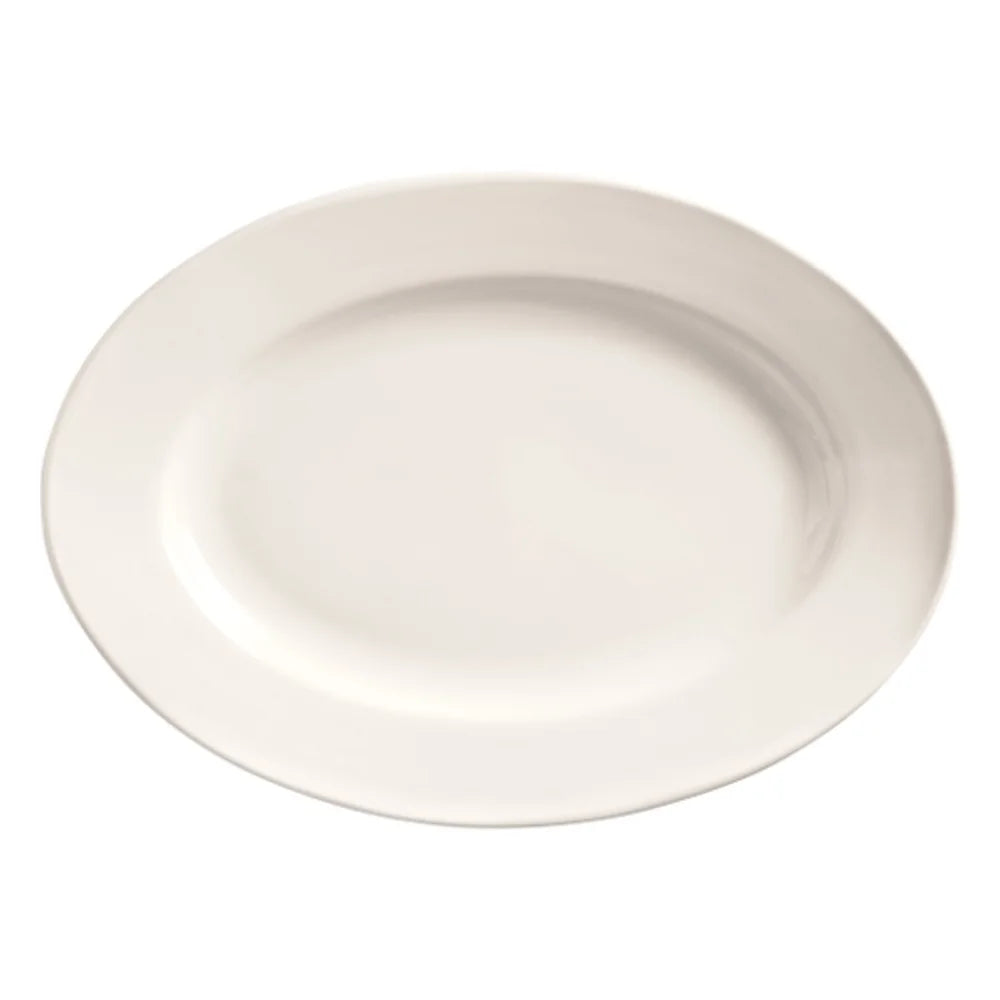 Libbey Porcelana Rolled Edge Wide Rim Oval Platter Bright White, 9.75" X 7.25" — 1 Per Case
