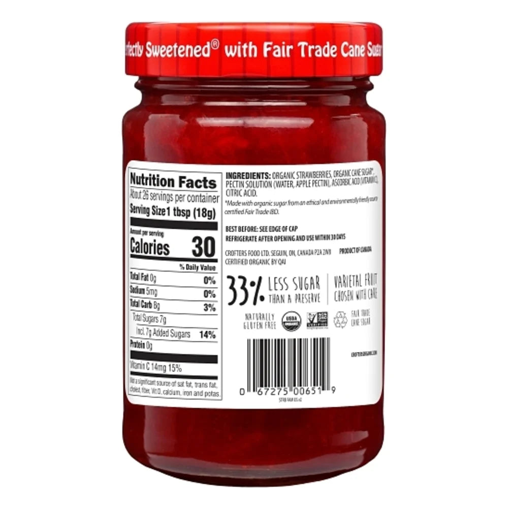 Crofters Organic Premium Strawberry Spread, 16.5 Ounce — 6 Per Case