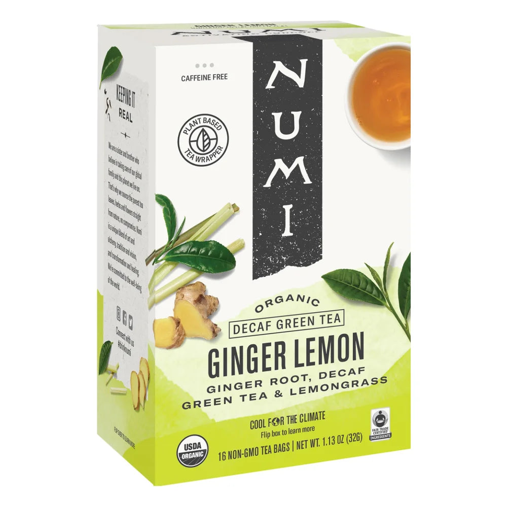 Numi Ginger Lemon Tea Decaffeinated, 16 Count — 6 Per Case