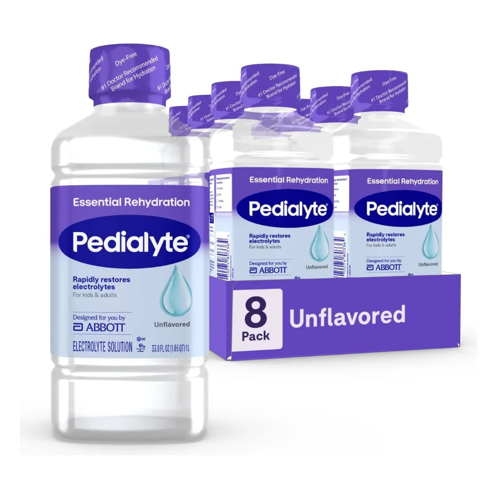 Pedialyte Unflavored Electrolyte Solution, 1 Liter — 8 Per Case