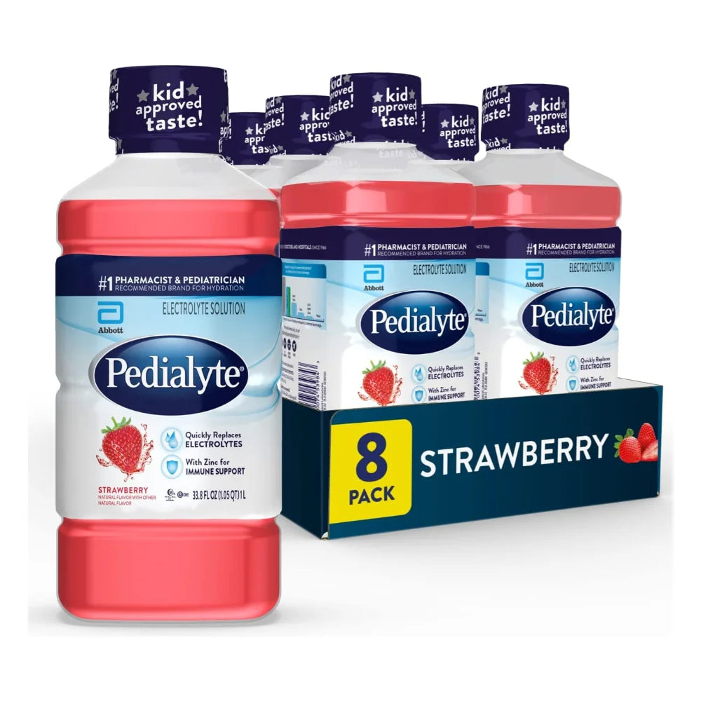 Pedialyte Strawberry Flavored Electrolyte Solution, 1 Liter — 8 Per Case