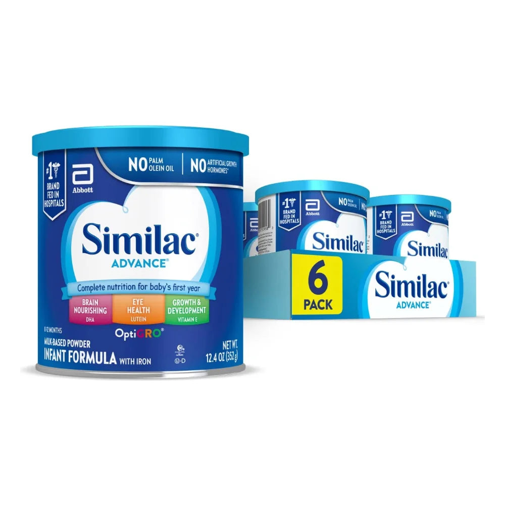 Similac Advance Non-Gmo Milk-Based Powder Infant Formula Can With Iron, 12.4 Ounce — 6 Per Case