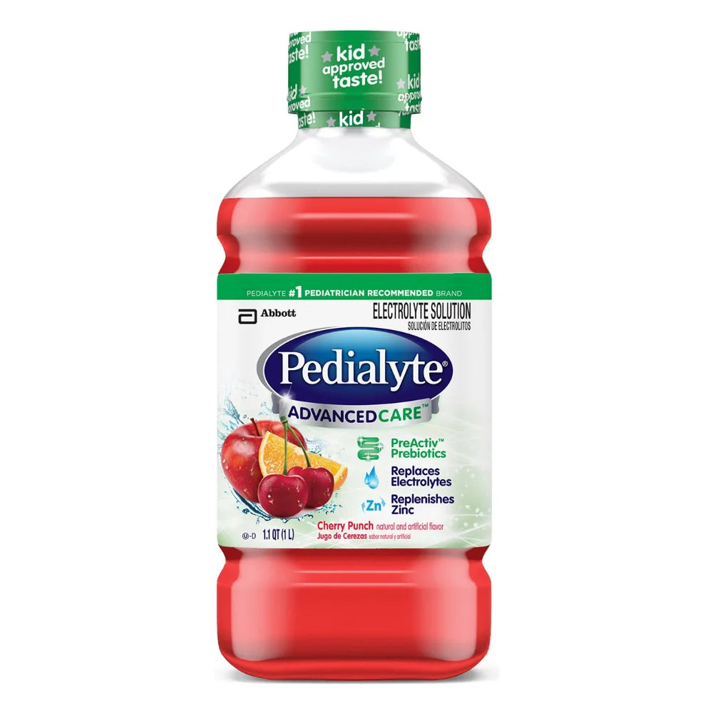 Pedialyte Advanced Care Flavored Electrolyte Solution Cherry, 1 Liter — 8 Per Case