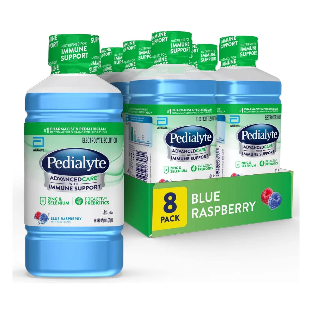 Pedialyte Advanced Care Blue Raspberry Flavored Electrolyte Solution, 1 Liter — 8 Per Case