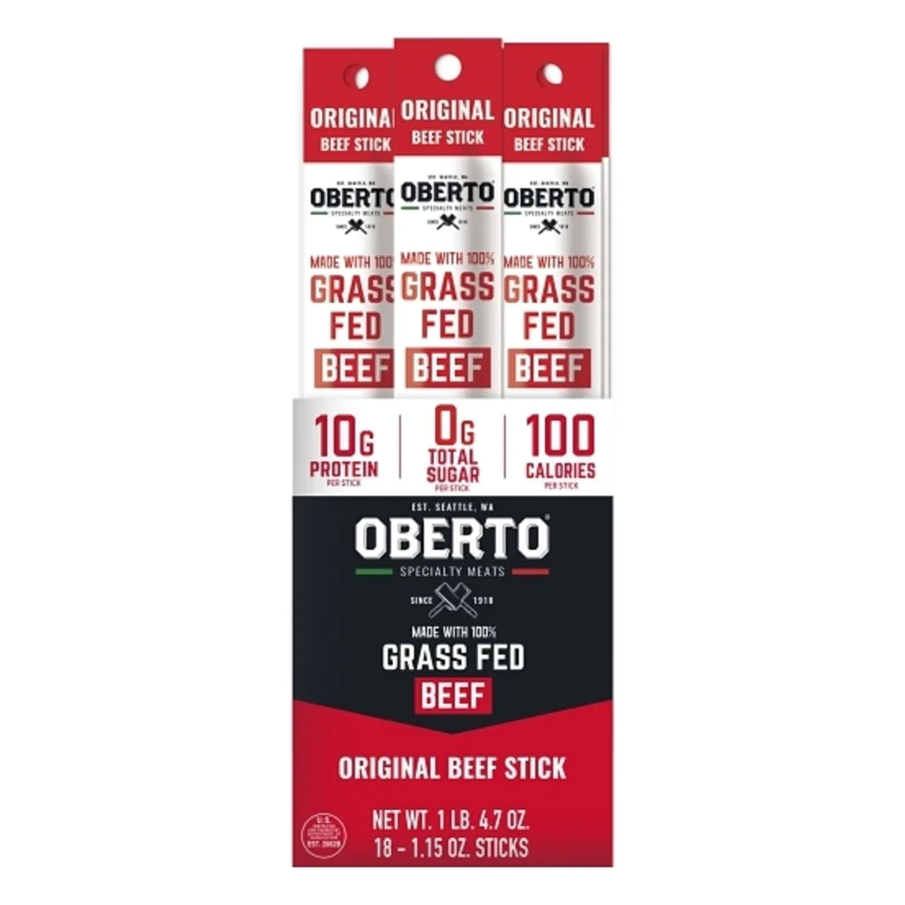 Oberto Zero Sugar Grass Fed Original Beef Sticks — 108 Per Case