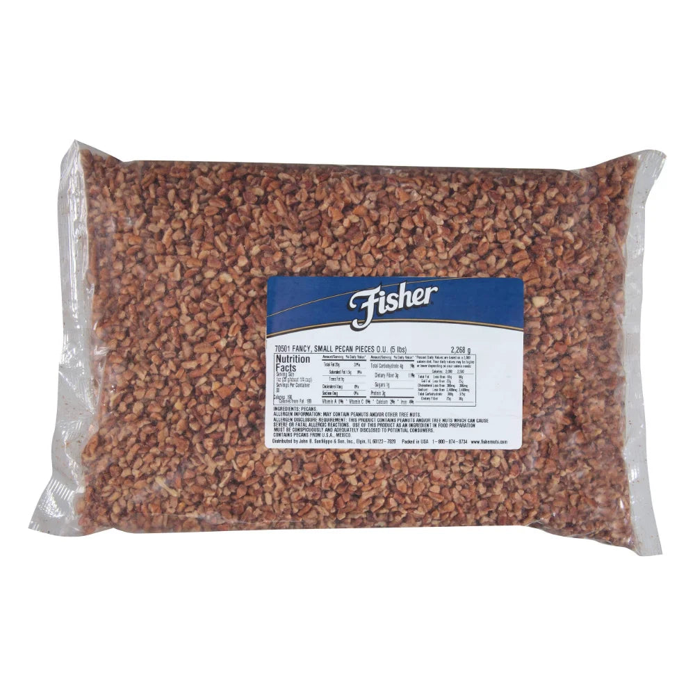 Fisher Small Fancy Pecan Pieces, 5 Pound — 1 Per Case