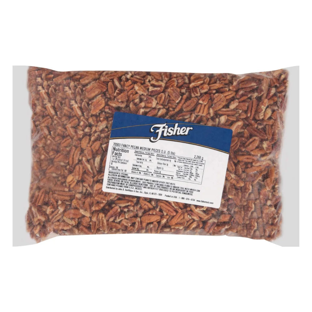 Fisher Medium Fancy Pecan Pieces, 5 Pound — 1 Per Case